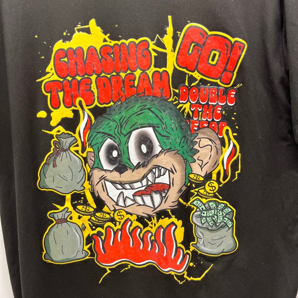 Romwe Chasing The Dream Money Monkey‎ Graphic T-Shirt Black Mens XL Streetwear